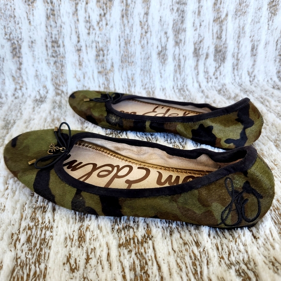 Sam Edelman "Felicia" Calf Hair Green Camo Ballet Flats | Women's Size 7.5 - Picture 6 of 12